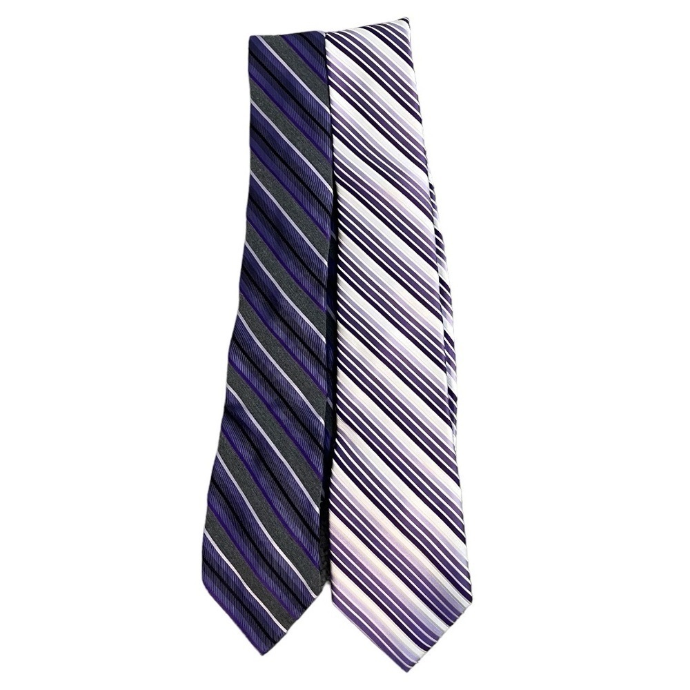 Lot of (2) Men's Express Purple Striped Silk Ties.